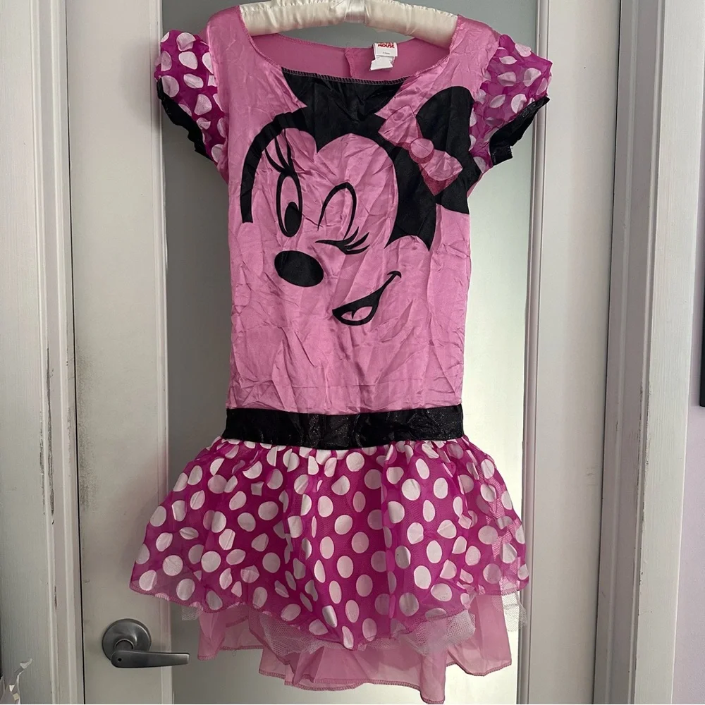Minnie Mouse pink & white polka dot dress junior 7-9